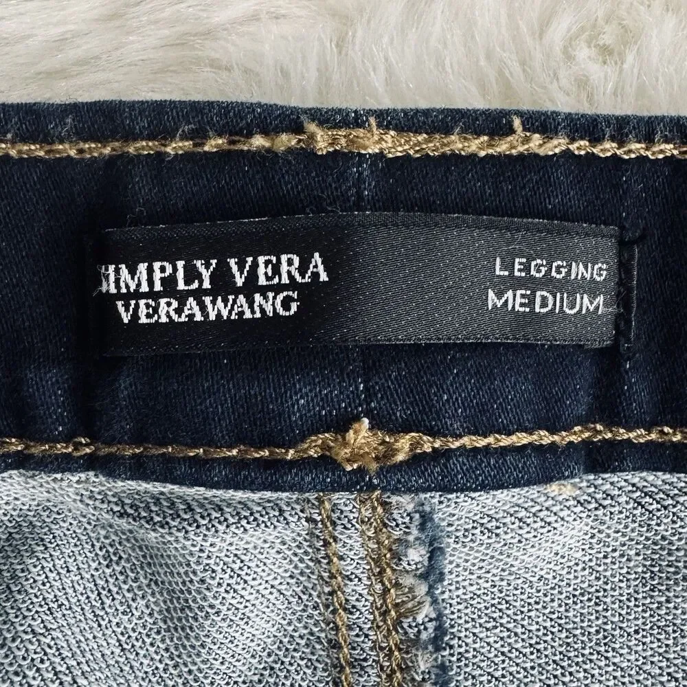 Simply Vera Wang Pull On Legging Jeans M (29x29) Super High Rise Blue Womens